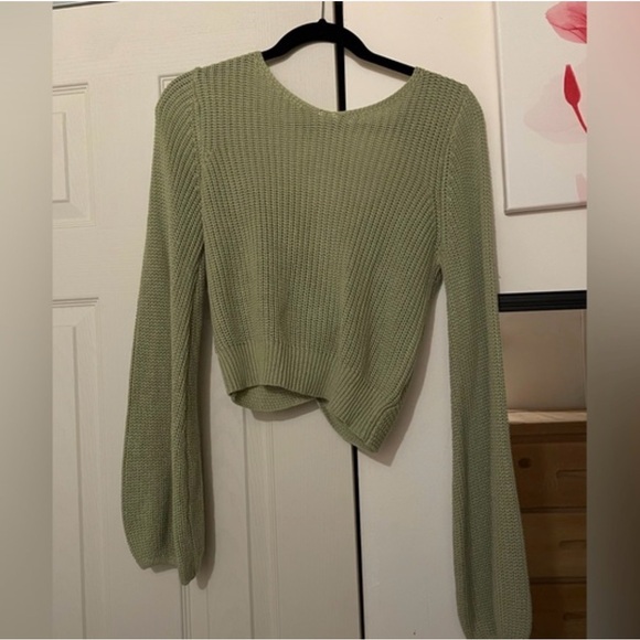 Lulu's Sage Green Twist-Back Sweater - Picture 3 of 3